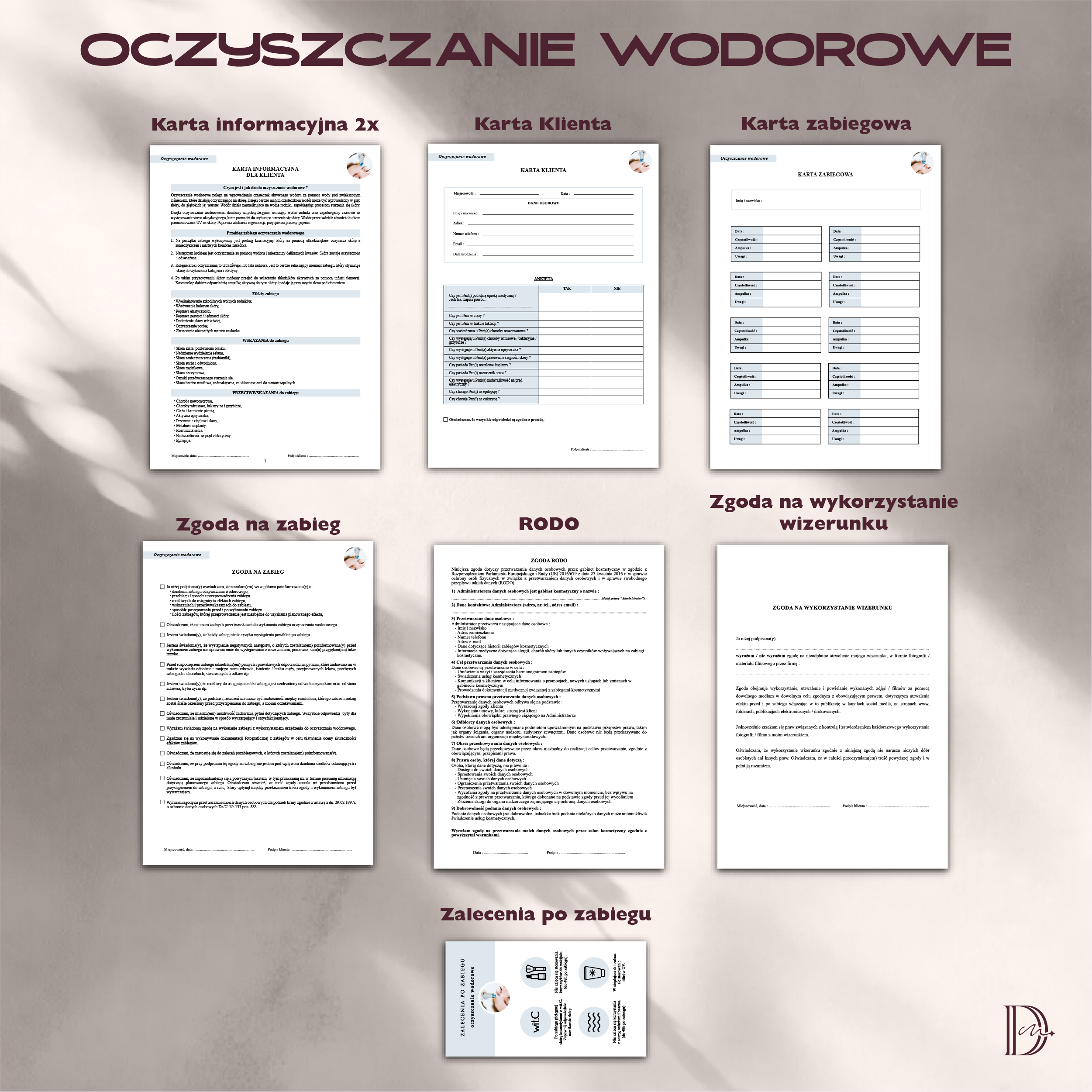 OCZYSZCZANIE WODOROWE dokumenty zabiegowe PAKIET