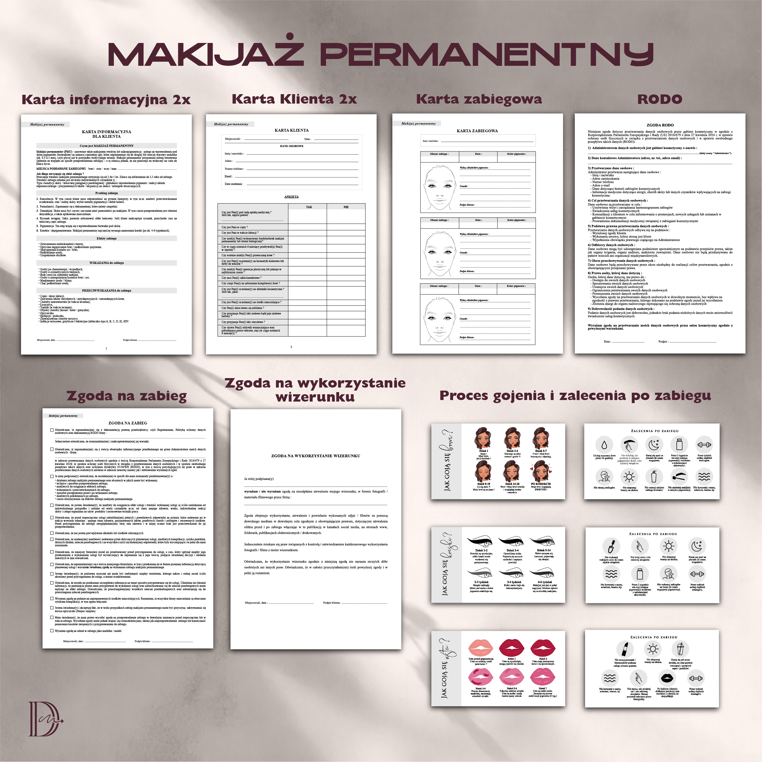 MAKIJAŻ PERMANENTNY j.pol dokumenty zabiegowe PAKIET