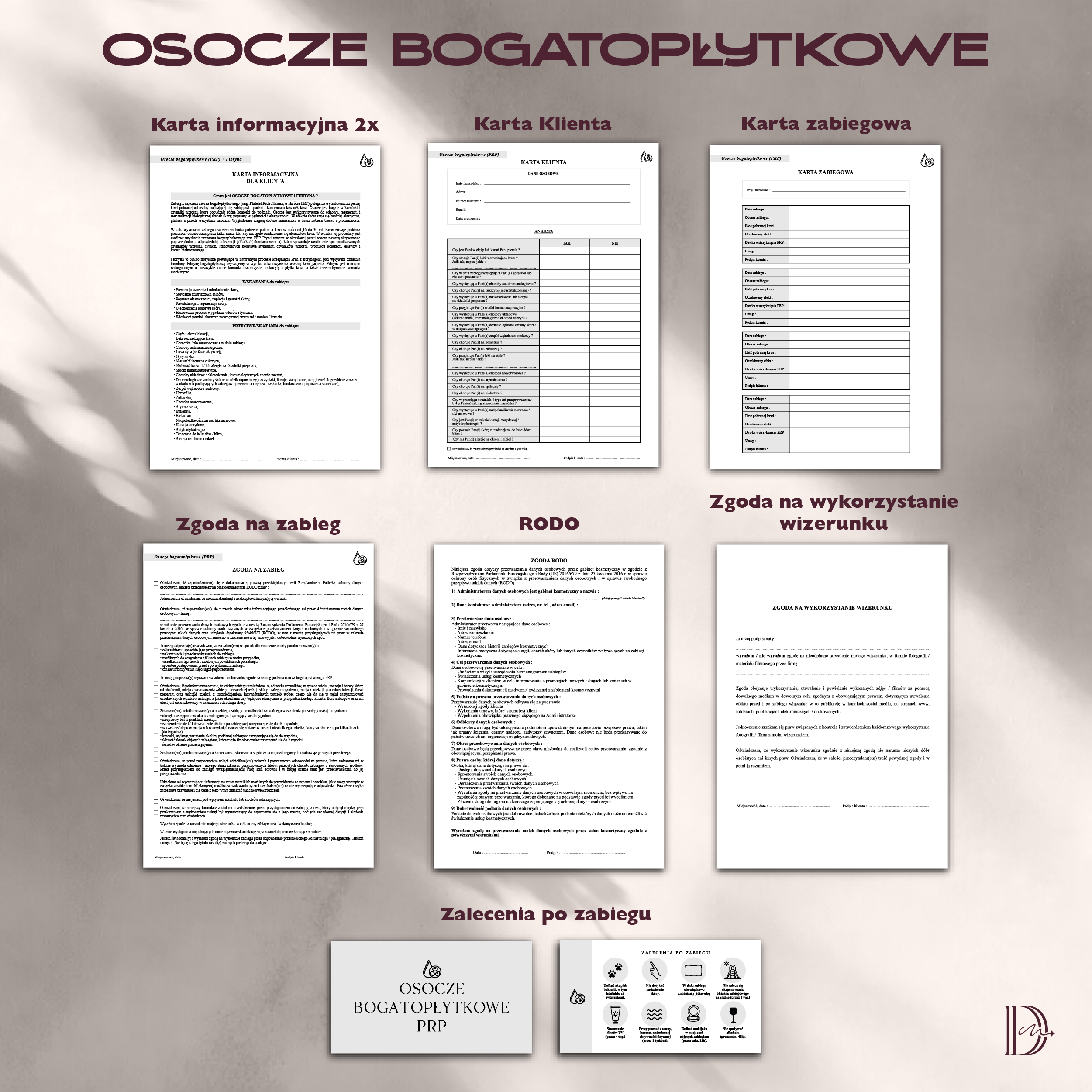 OSOCZE BOGATOPŁYTKOWE dokumenty zabiegowe PAKIET