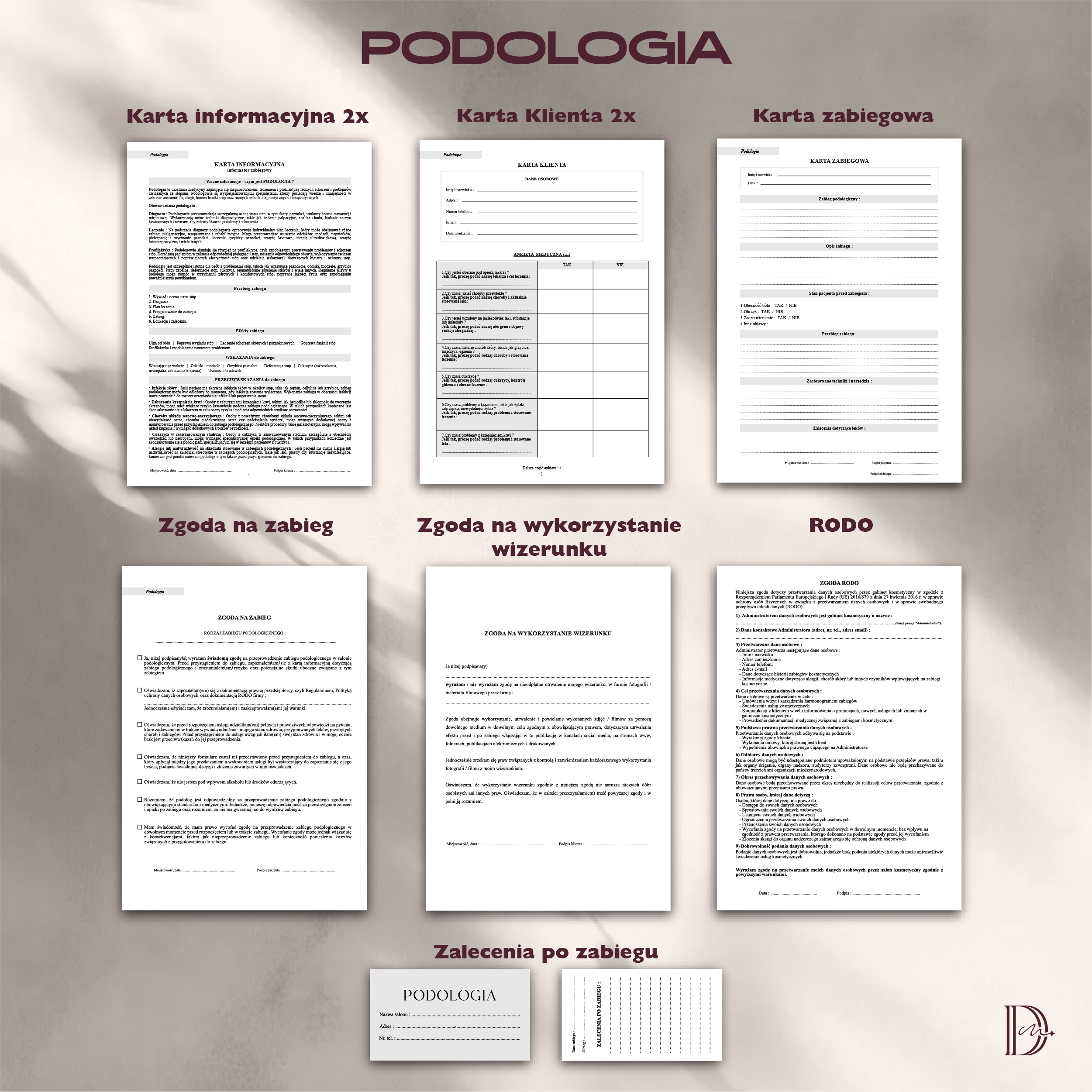 PODOLOGIA dokumenty zabiegowe PAKIET